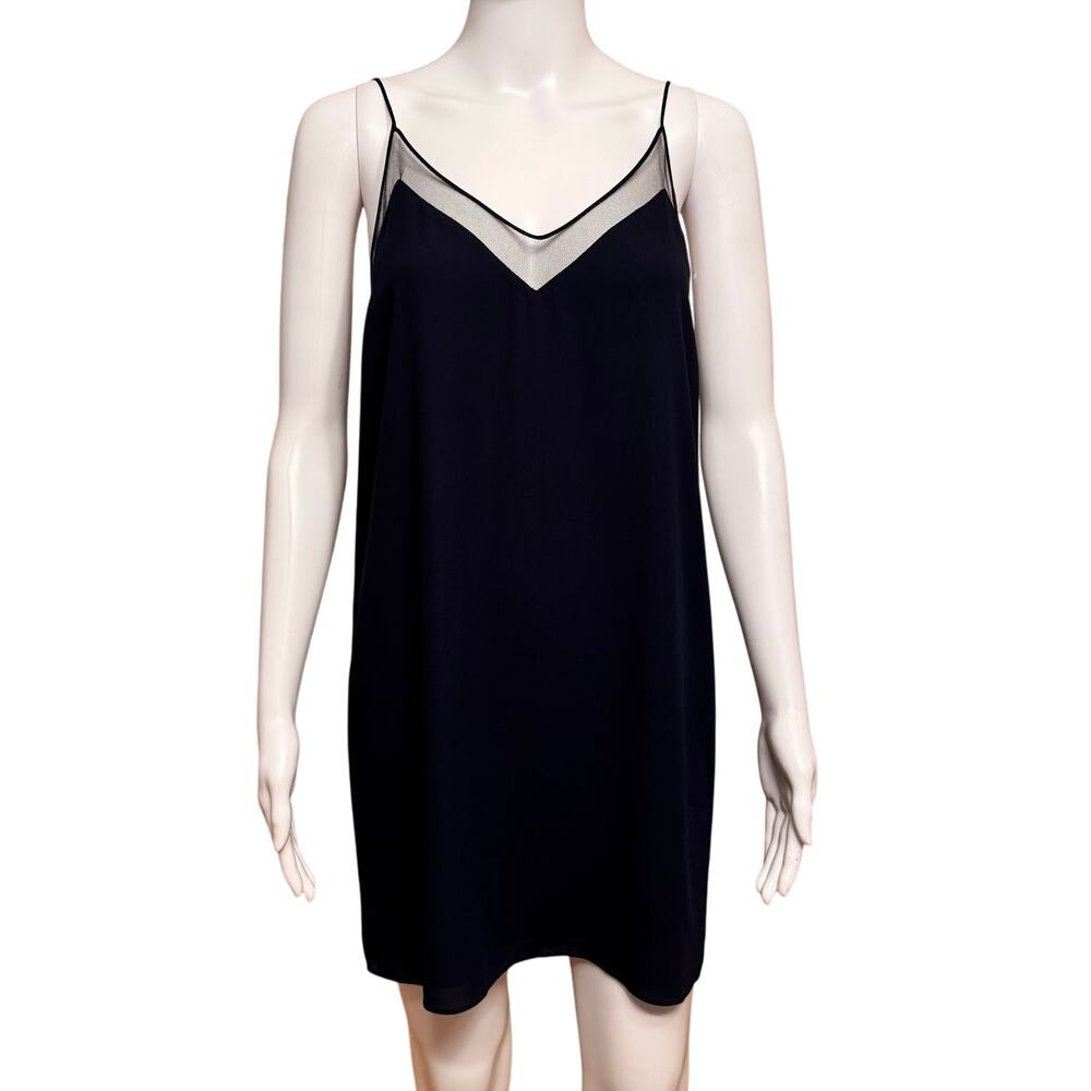 Babaton Aritzia Navy Blue Mesh V-Neck Slip Dress Women's Size Small Coquette